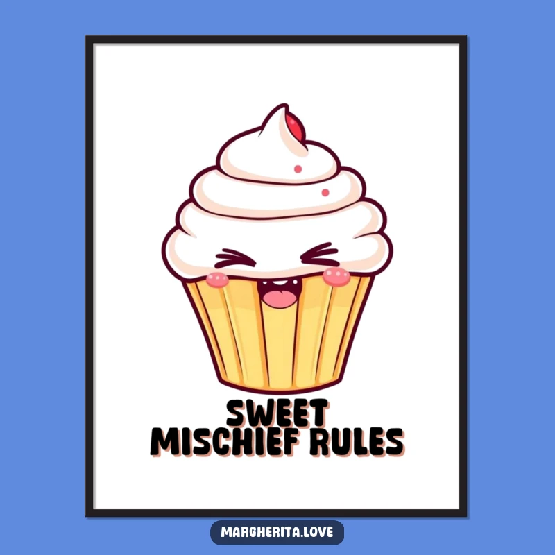 Funny Winking Cupcake Digital Art: Instant Sweetness and Playful Charm