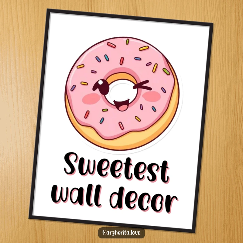 Funny Winking Donut Digital Art Print featuring a winking sprinkled donut in a silly pose, ready for instant download and display.