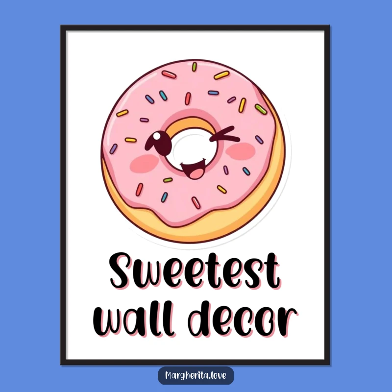 Funny Winking Donut Digital Art: Instant Sprinkled Treat Download, Perfect Gift