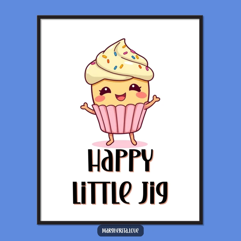 Funny Giggling Cupcake Digital Print: Instant Download Of Sprinkled Art Gift