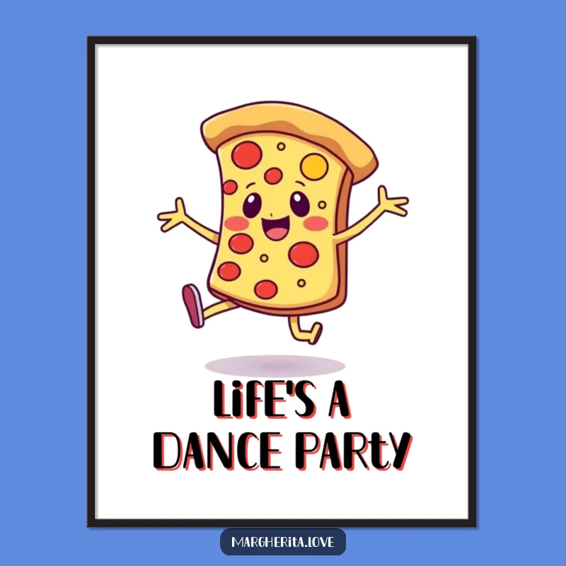 Funny Pizza Dance Digital Art Print - Cheerful Slice Decor