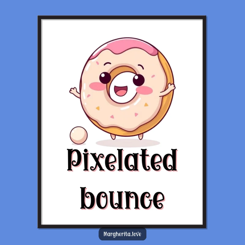 Funny Donut Digital Art: Delightful Character Bouncing Ball Instant Download