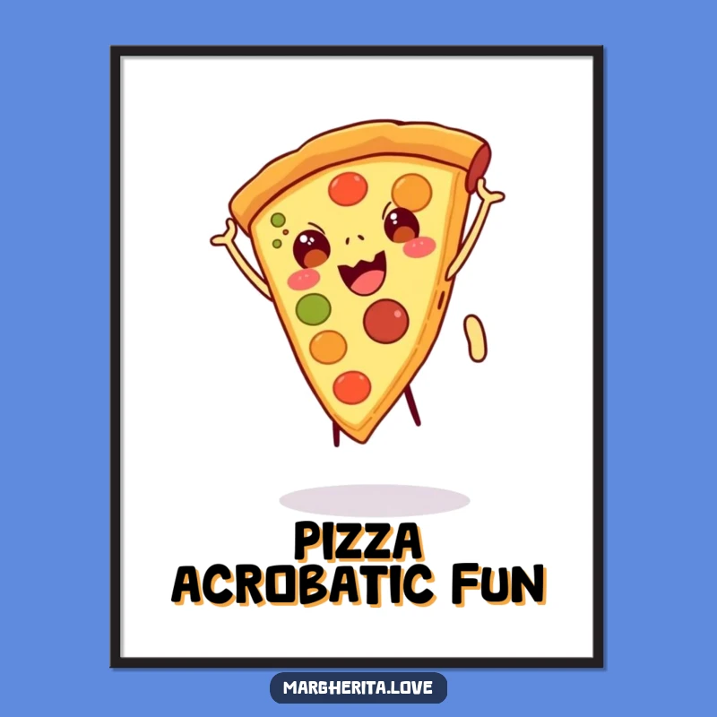 Funny Pizza Slice Cartwheel Digital Print - Instant Fun Wall Decor!