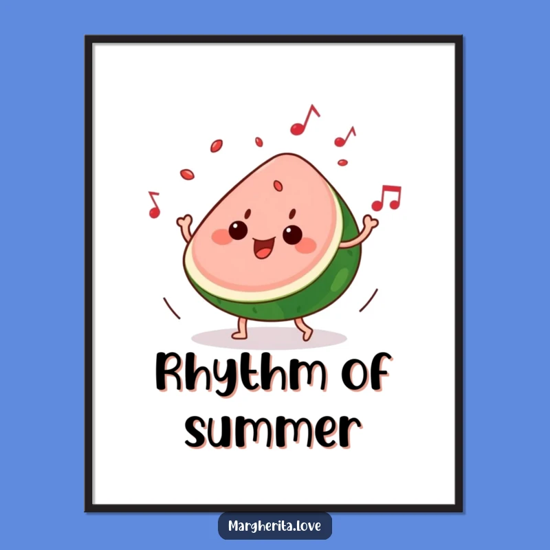Funny Watermelon Music Digital Art Print: Instant Vibes with this Groovy Fruit
