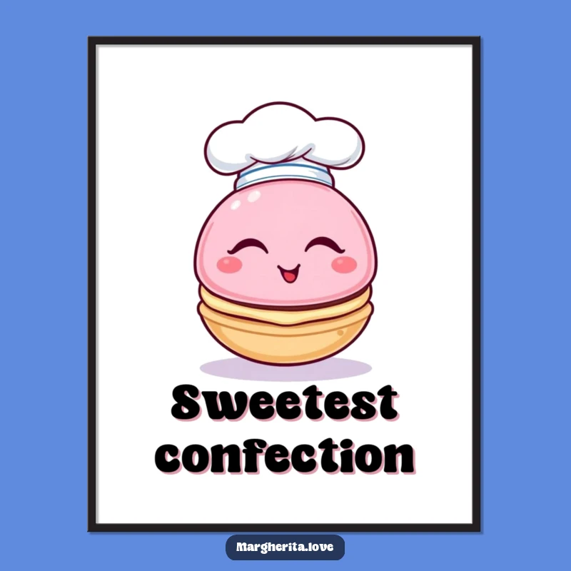 Funny Macaron Chef Digital Art: Instant Sweet Wall Decor