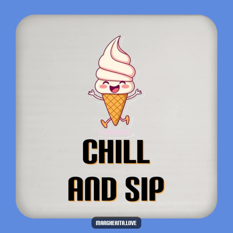 Funny Ice Cream Coaster: Protect surfaces with a happy skipping cone!