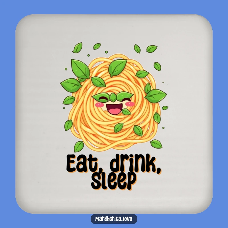Funny Pasta Swirl Juggling Basil Coaster - Protect Surfaces with Humor