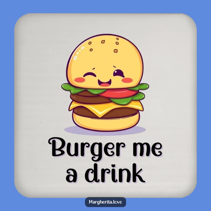 Funny Cheeseburger Wink Drink Coaster: Protect Surfaces with Humor and This Hilarious Foodie Decor!
