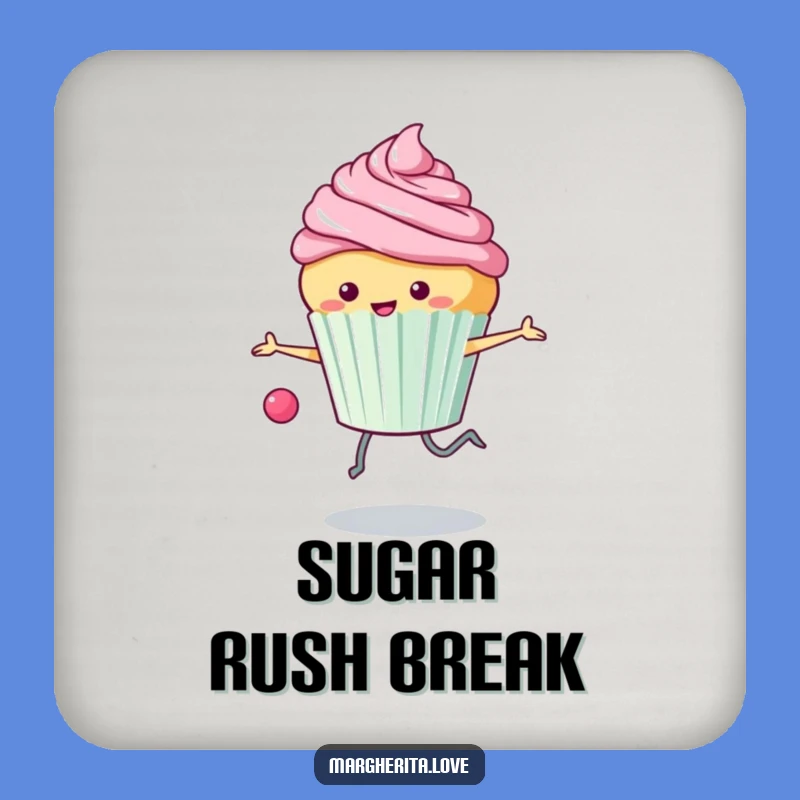 Funny Cupcake Skipping Drink Coaster: Protect Surfaces with this Frosted Friend