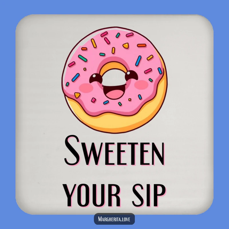 Funny Donut Coaster: Sprinkled Character Protection, Hilarious Tabletop Decor