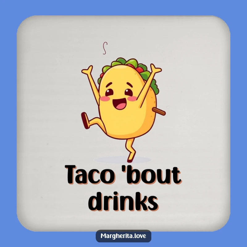 Funny Jaunty Taco Cartwheel Coaster - Protect Surfaces Fiesta Gift