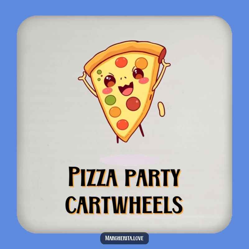 Funny Pizza Slice Cartwheel Coaster - Protect Surfaces with Pizza Humor!