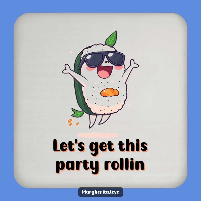 Funny Sushi Sunglasses Drink Coaster - Hilarious Backflip Table Protector