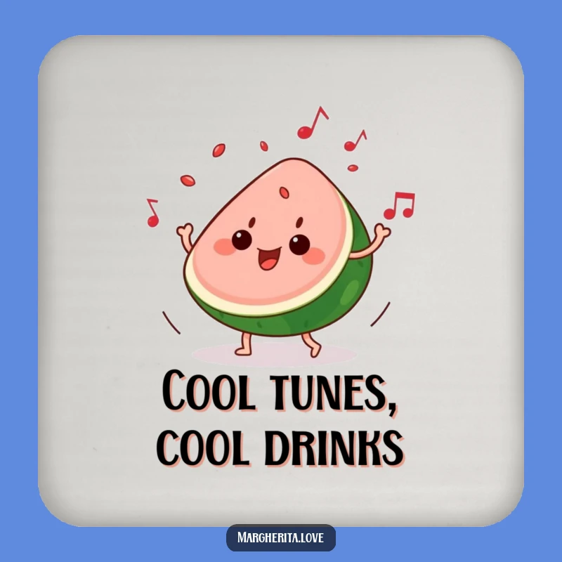 Funny Watermelon Music Drink Coaster: Protect Surfaces with this Groovy Fruit