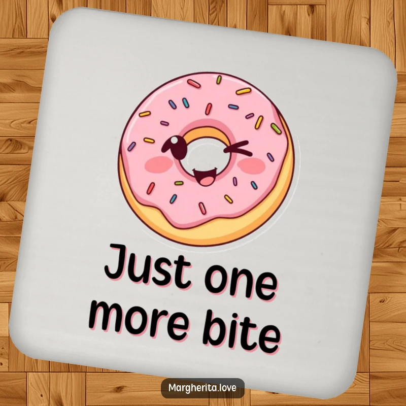 Funny Donut Drink Coasters showcasing a winking sprinkled donut in a silly pose, offering playful protection for surfaces.