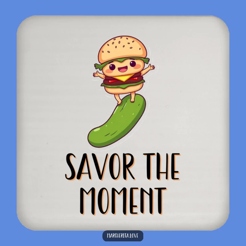 Funny Burger Pickle Coaster: Delighted Balancing Table Protection