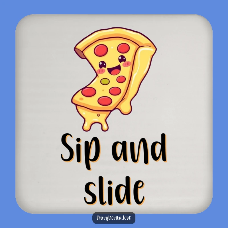 Funny Pizza Slice Cheese Slide Coaster - Protect Surfaces Cheesy Gift