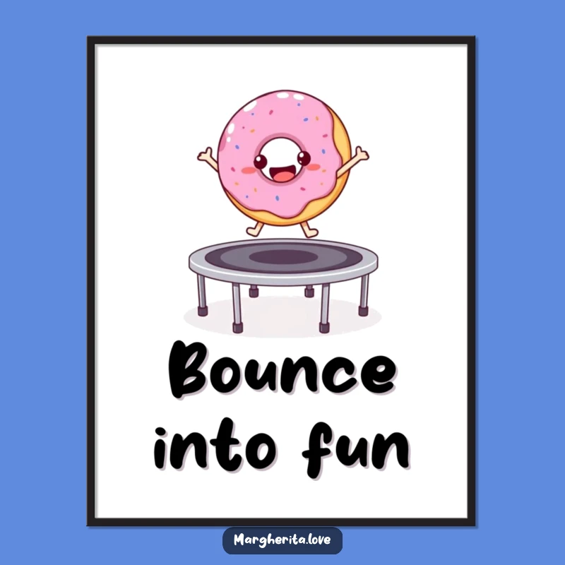 Funny Donut Trampoline Poster - Whimsical Wall Art Gift