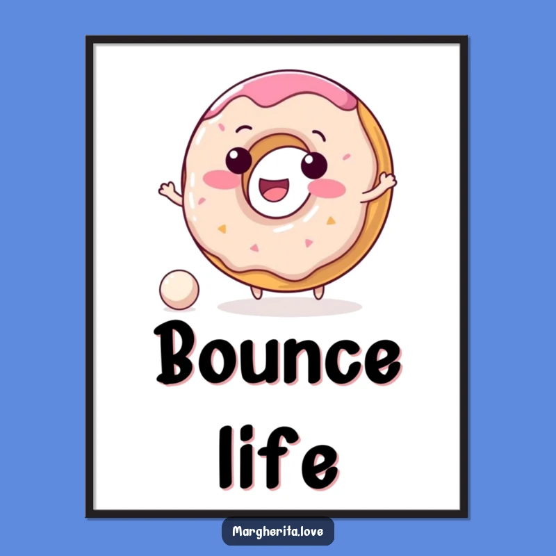 Funny Donut Poster: Delightful Character Bouncing Ball Wall Art