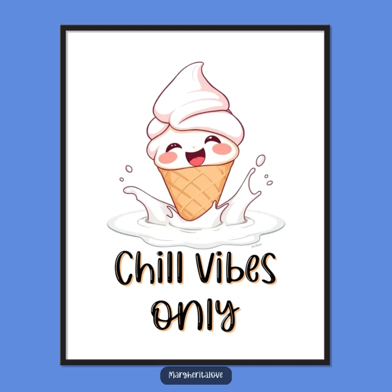 Funny Ice Cream Cone Poster: Hilarious Milk Splash Wall Art