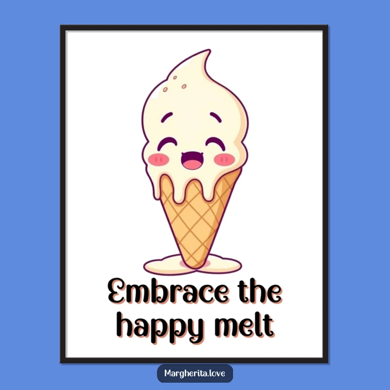 Funny Melting Ice Cream Cone Poster: Sweet Wall Art for Summer Vibes