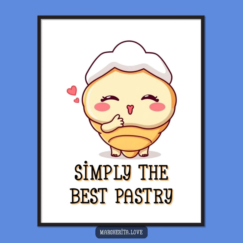 Funny Croissant Kiss Poster: Whimsical Pastry Art, Wonderful Funny Gift