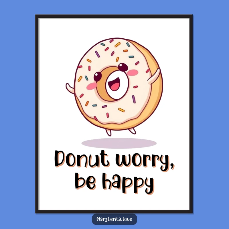 Funny Donut Cartwheel Poster - Giggling Sprinkles Wall Art