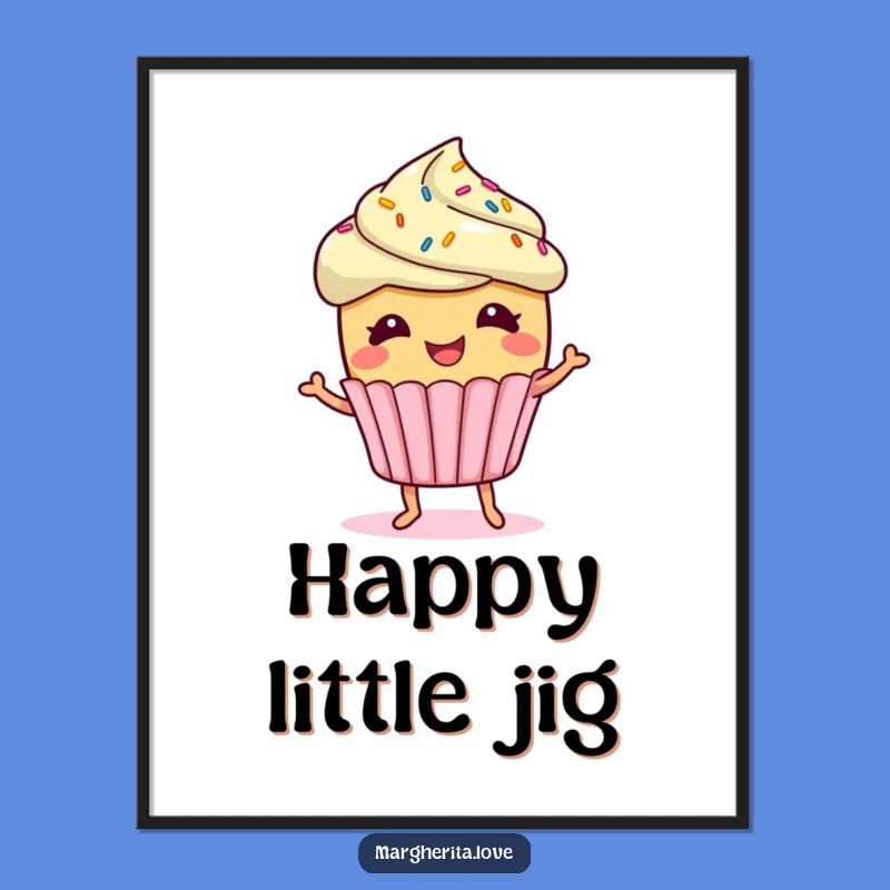 Funny Giggling Cupcake Poster: Sprinkled Joyful Art Print Makes a Perfect Gift