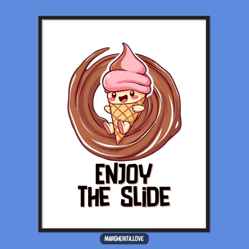 Funny Ice Cream Poster: Sliding Cone Art, Deliciously Hilarious Wall Decor