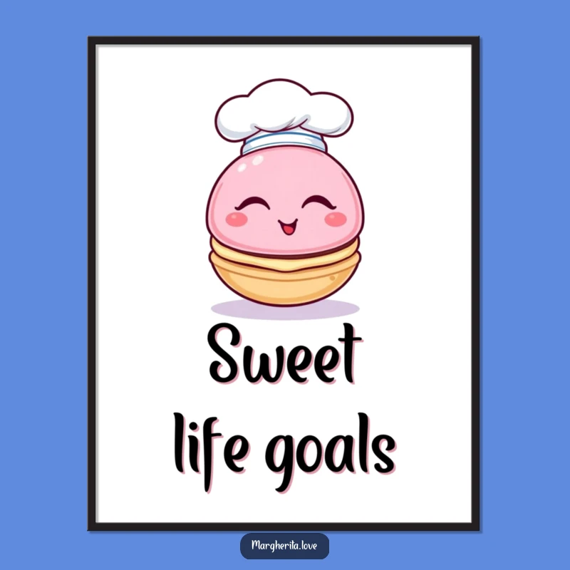 Funny Macaron Chef Poster: Sweet Wall Art for the Kitchen