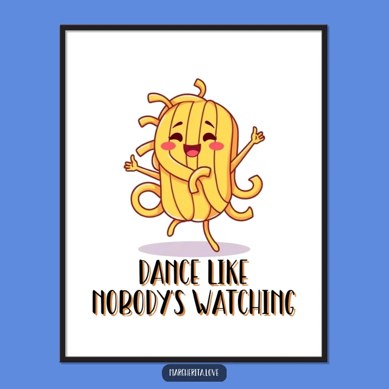 Funny Pasta Dance Poster: Vibrant Wall Art for Kitchen Laughs