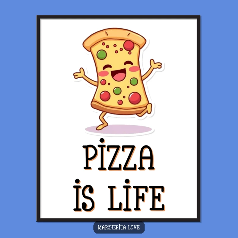 Funny Pizza Dance Poster: Joyful Slice Art, Hilarious Wall Decor Gift
