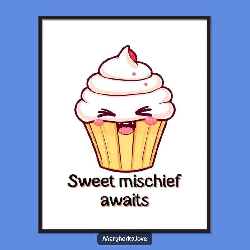 Funny Winking Cupcake Poster: Brighten Your Walls with Sweet, Playful Art