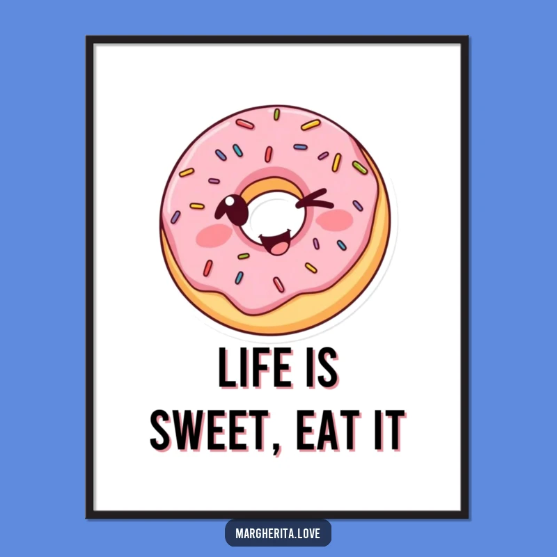 Funny Winking Donut Poster: Quirky Sprinkled Treat Wall Art, Perfect Gift