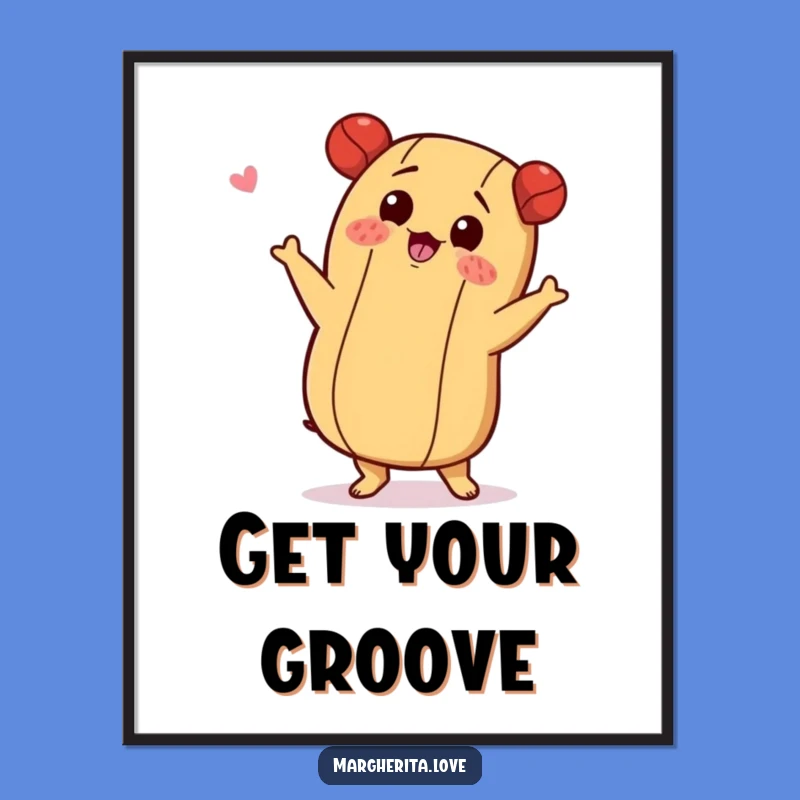 Funny Hot Dog Shimmy Poster, Lively Wall Art for Foodie Fun