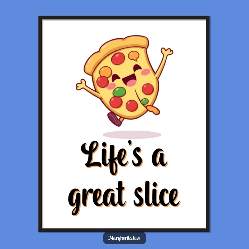 Funny Pizza Cartwheel Poster: Energetic Wall Art for Food Lovers