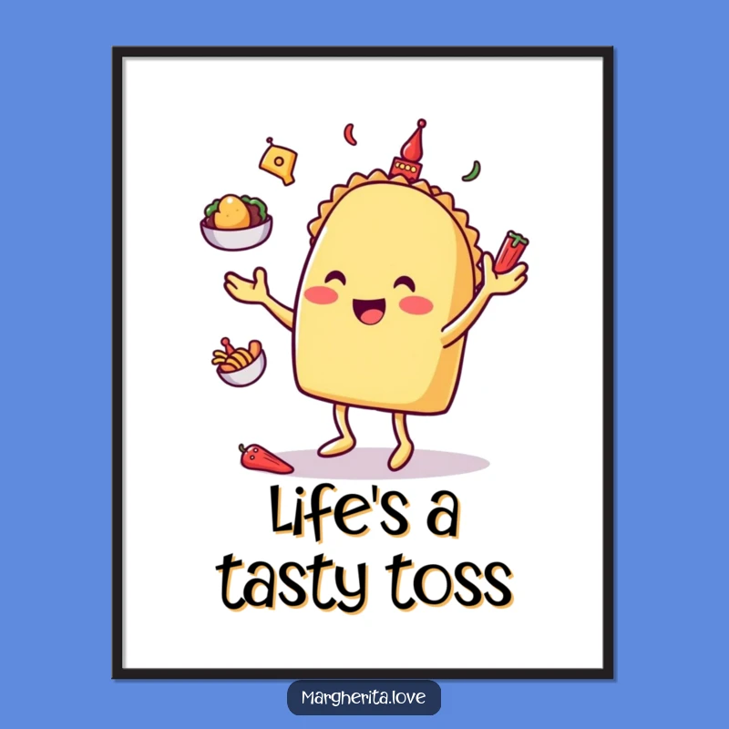 Funny Taco Juggling Poster: Festive Wall Art for Food Lovers