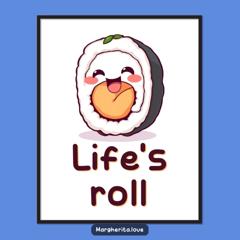Funny Sushi Roll Wiggle Poster: Decorate with Delight and This Hilarious Food Art!