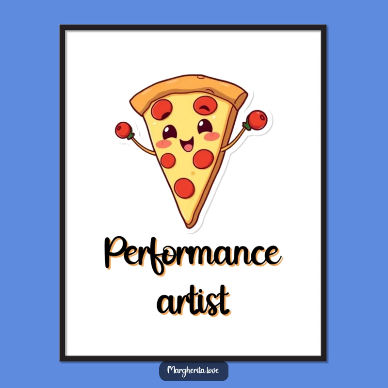 Funny Pizza Juggling Pepperoni Poster - Delicious Wall Art!