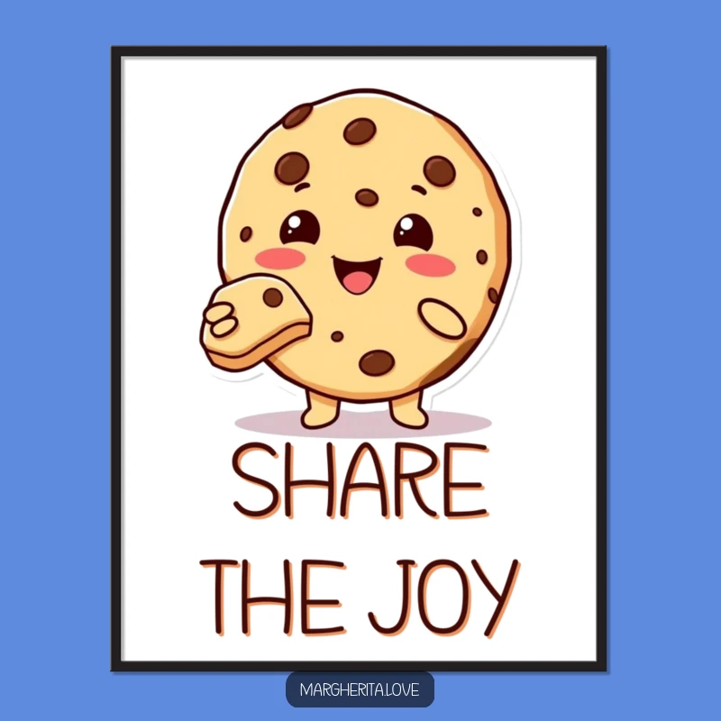 Funny Cookie Character Poster - Whimsical Wall Art Gift