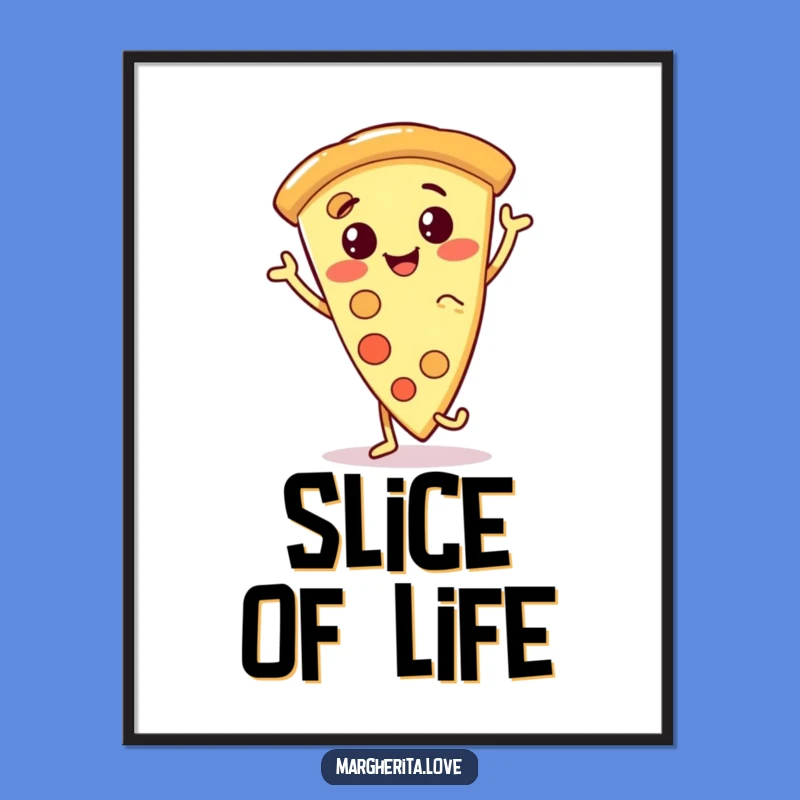 Funny Pizza Slice Dance Poster: Brighten Your Walls with This Hilarious Food Art!