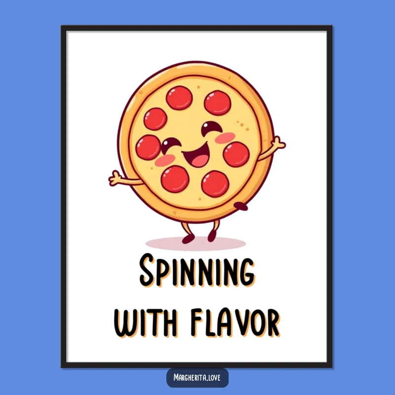 Funny Pizza Slice Cartwheel Poster: Decorate with Tasty, Joyful Art!