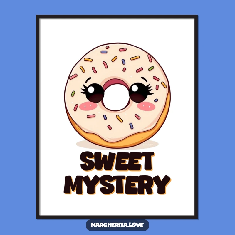 Funny Curious Doughnut Poster, Whimsical Wall Art for Sweet Spaces