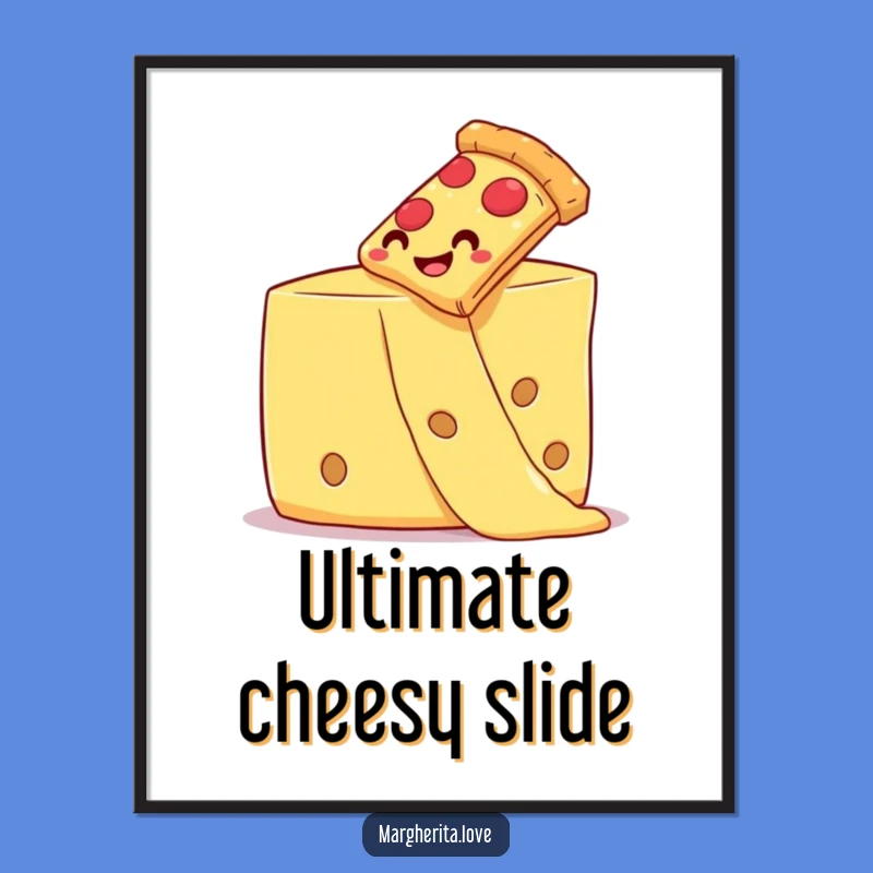 Funny Pizza Poster: Cheesy Slide Art - Delicious Wall Decor