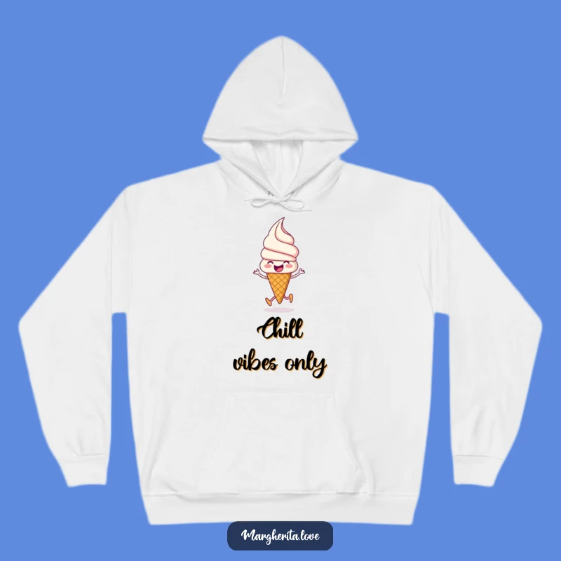 Cozy Funny Ice Cream Hoodie: Stay warm with a happy skipping cone!