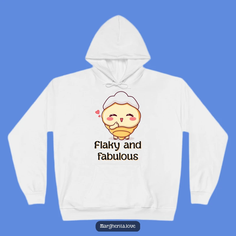 Cozy Funny Croissant Kiss Hoodie: Warm Pastry Character, Perfect Funny Gift