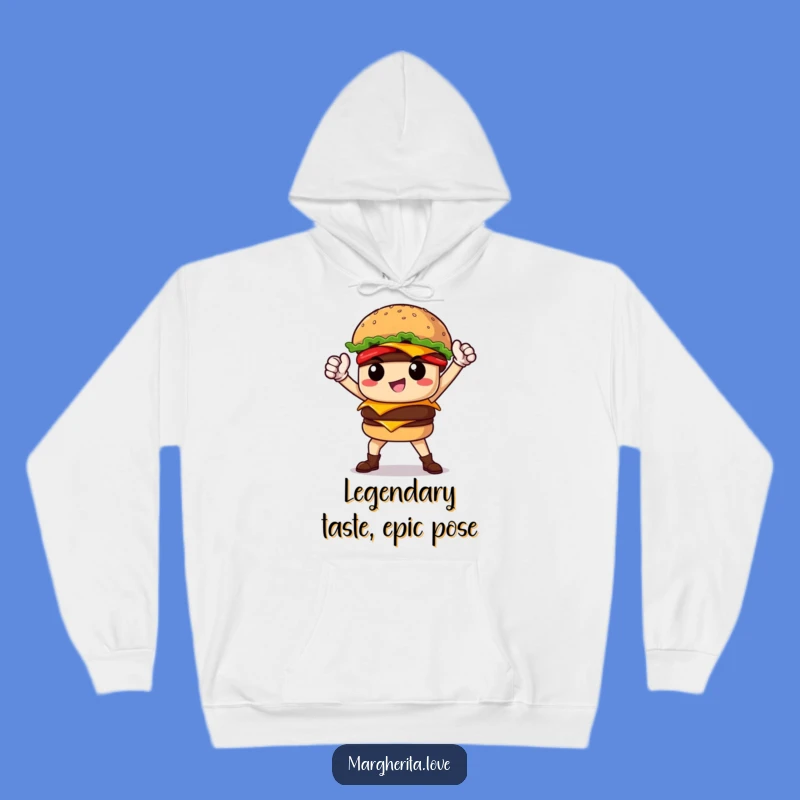 Funny Burger Hero Hoodie: Conquer Cold with Cozy Courage