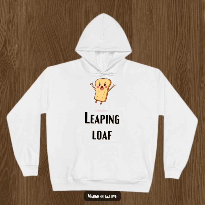 Funny hoodie featuring a surprised breadstick person leaping, providing cozy comfort with a side of comical surprise.