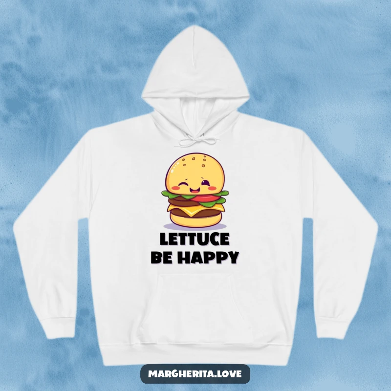Funny cheeseburger wink hoodie featuring a giggling cheeseburger giving a playful wink, offering cozy warmth and a touch of cheeky humor.