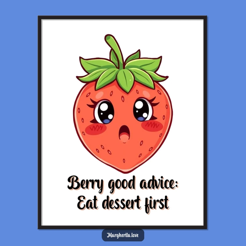 Free Printable Wall Art: Surprised Strawberry Funny Downloadable Decor for Kitchens